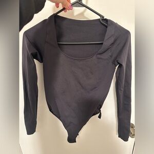 Skims Black Long Sleeve Bodysuit